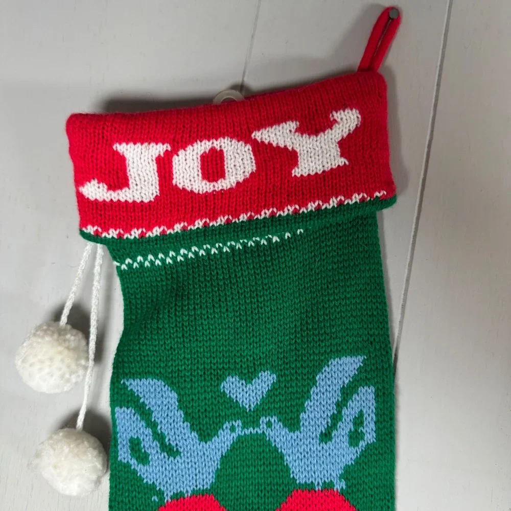 Vintage‎ 80s JOY Knit Christmas Stocking Friendship Birds Acrylic Made in Taiwan